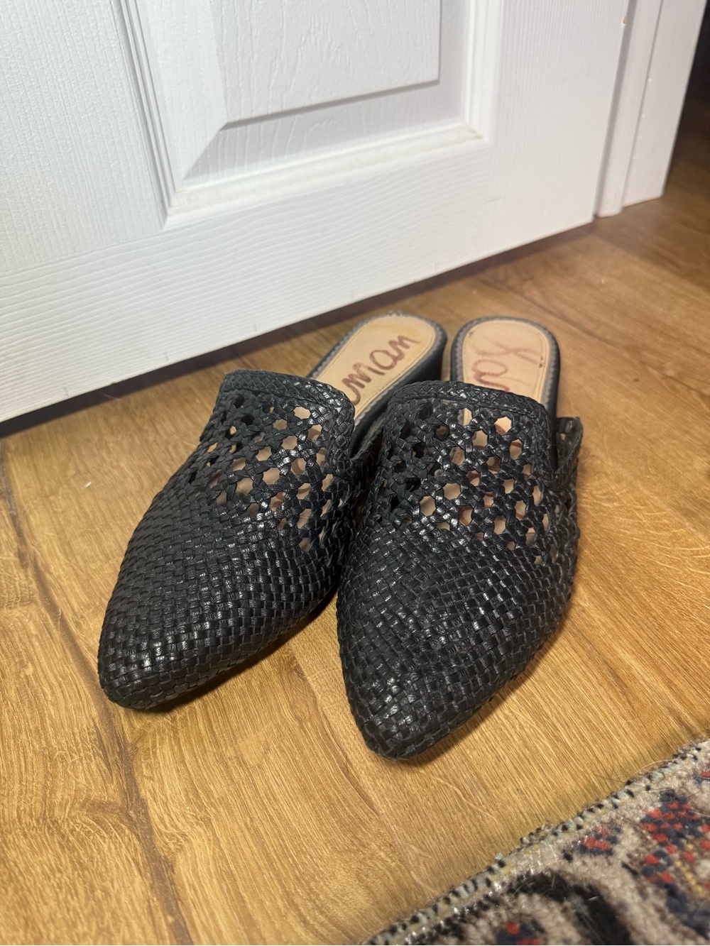 Sam Edelman Black Woven Pointed Mule